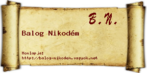 Balog Nikodém névjegykártya